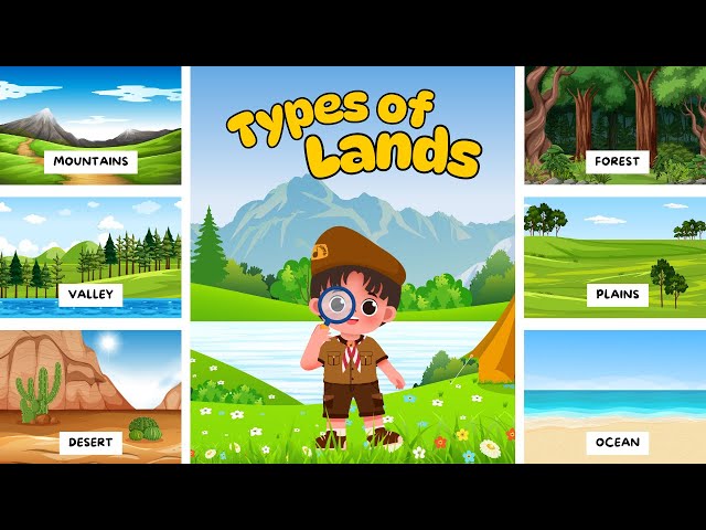Kids Educational Videos | Kindergarten and Elementary ENGLISH SCIENCE | Exploring Types of Land !!