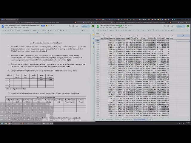 KNH 468L:  Lab 9 Wingate Calculations