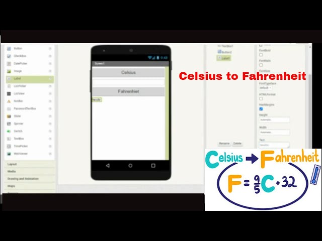 Celsius to Fahrenheit converter application using MIT app inventor #app #tech #programming #design