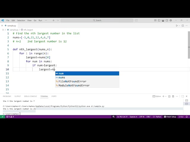 Largest Number in the List  #pythonprogramming  #Python_Interview