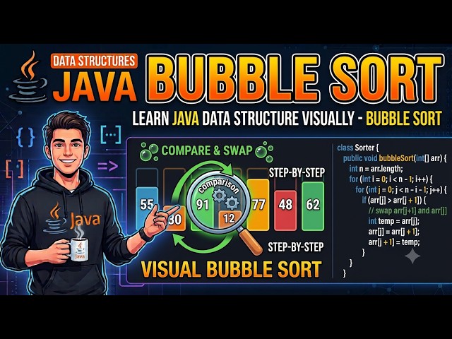 Learn Java Data Structure Visually - Bubble Sort | #java #datastructures #bubblesort  #visual
