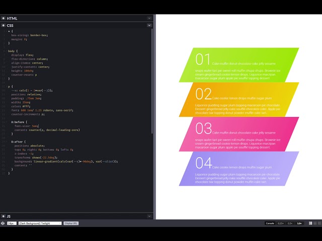 4 paragraph responsive layout with CSS variables and flexbox tricks