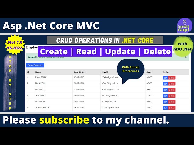 🔧Full CRUD Operations with ASP.NET Core & ADO.NET | CRUD with SQL Stored Procedure in .NET 7.0