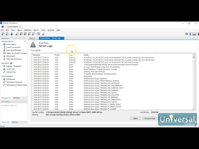 Lesson 10: MySQL Options File and Configuring and Tuning - UniversalClass MySQL Course