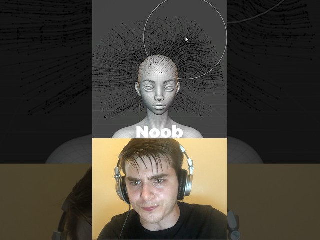 Noob vs Pro: Realistic Hair #b3d #blender #3d