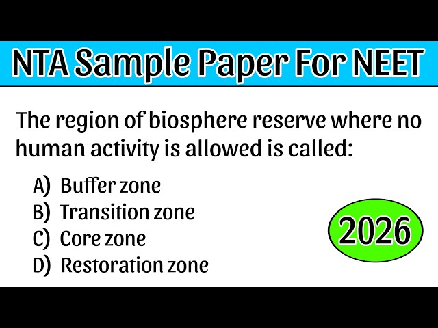 NTA Sample Paper NEET 2026 | NEET Exam Expected Questions | NEET Biology