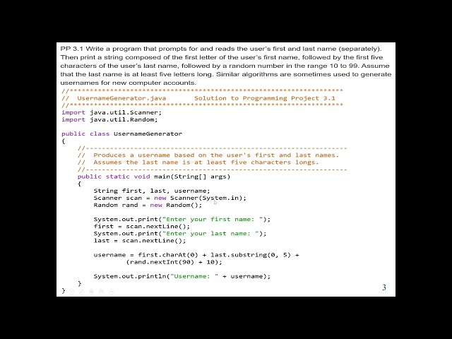 Java Program: Using Java Random and Math Classes to generate user name account and math operation