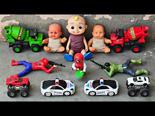 Mini tractor ke uper jangli tiger baith gaye fir spiderman or iron ne tigers ko bhagaya - cartoon