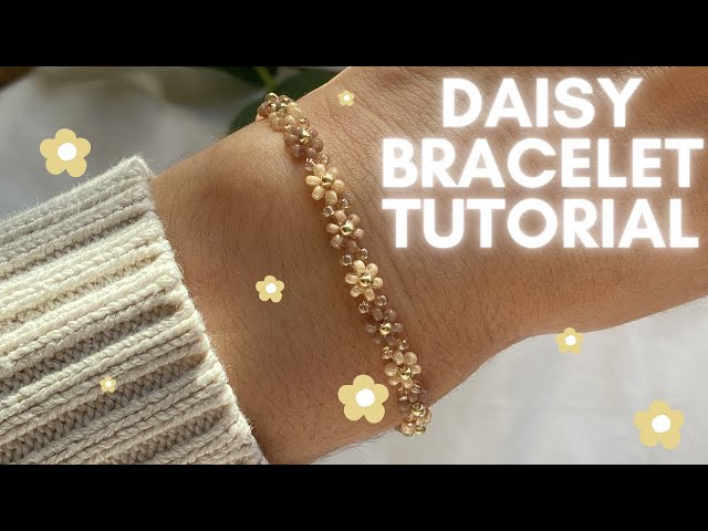 Easy Beaded Daisy Bracelet Tutorial, DIY Jewelry