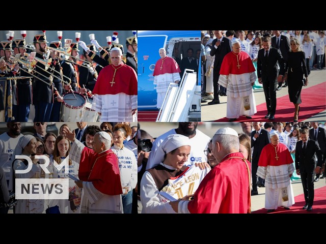 FULL GRAND WELCOME: Pope Leo Receives Ceremonial Welcome From Macron Upon Arrival in France | AK1B