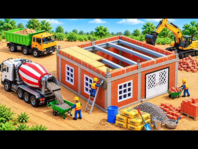 How to Build a Hail-Proof Miniature Brick House with Mini Tractor | Construction Science Project