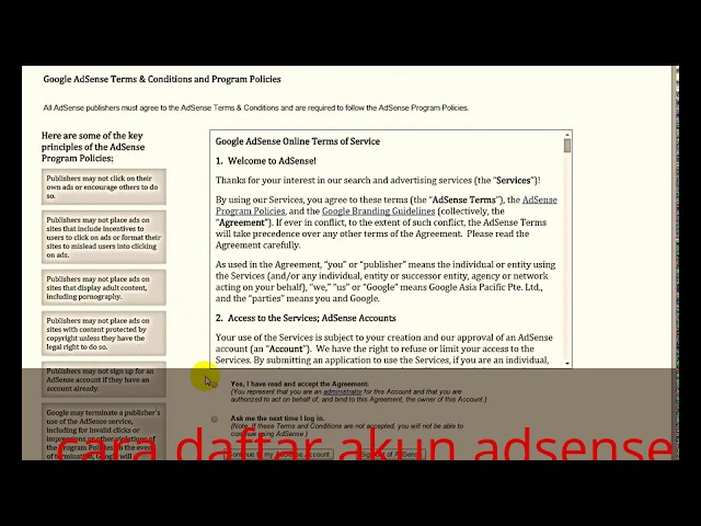 cara daftar akun adsense no hosted