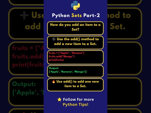 Python Sets in 10 Seconds! 🐍⚡ | #2