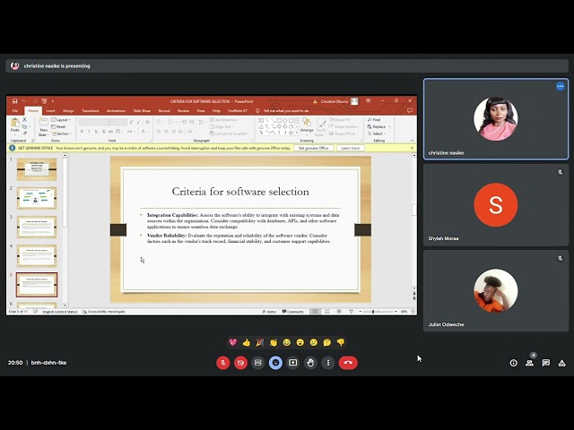 Criteria for software selection