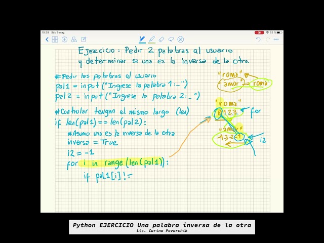 032 Python EJERCICIO Determinar si una palabra es inversa de otra