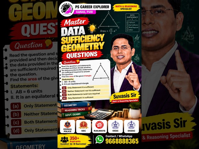 OSSC Math & Reasoning | OSAP IRB 2024 Data Sufficiency Geometry Trick | Suvasis Sir