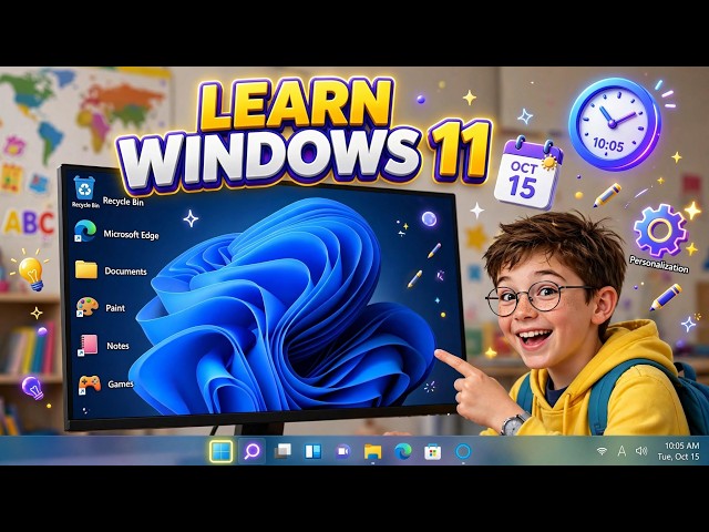 Windows 11 for Kids | Desktop, Icons & Personalization #3rdstd #computer