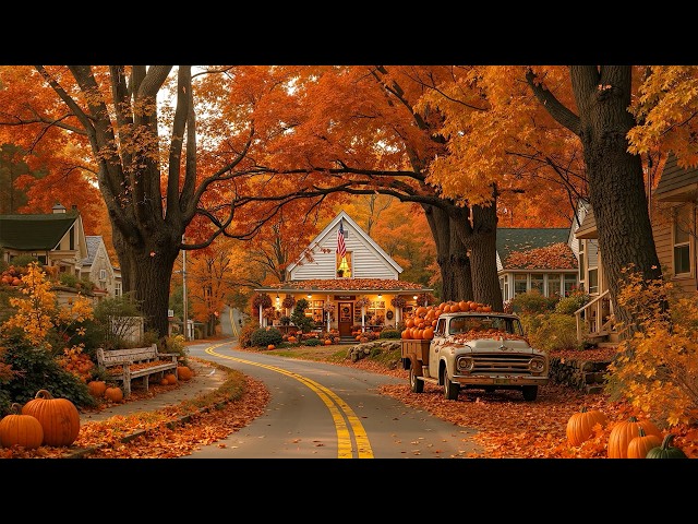 A Cozy Shop along a Golden New England Road 🍂 Relaxing Jazz for Slow Mornings & Quiet Fall Moments ☕