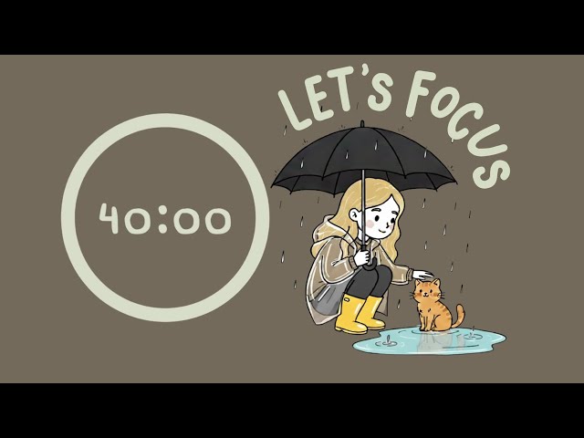 Rain Ambiance Pomodoro | 2x40min | ADHD | Let’s Get Focused! | Soft Piano♡
