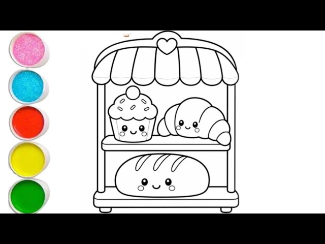 Easy bakery Drawing, Colouring, and Painting | How to Draw Easy Drawing for Kids & Toddlers