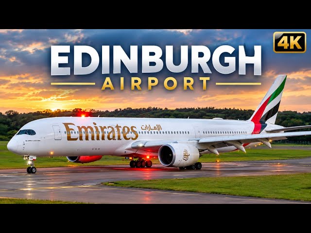 [4K] Edinburgh Airport in 4K! ✈️ | Emirates & Edelweiss A350 + United 757 Plane Spotting (EDI)