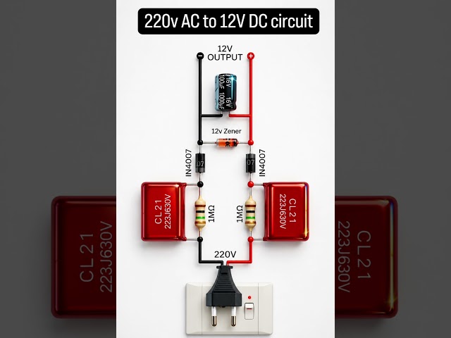 220V AC to 12V DC Circuit in Just 30 Seconds | Convert 220V AC to 12V DC Without a Transformer?
