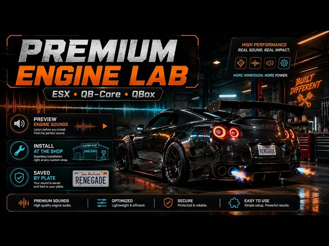Premium Engine Lab (Engine Sounds) | ESX, QBox, QB-Core | FiveM Script by Renegade Scriptz