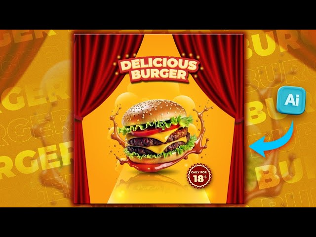 Illustrator CC Tutorial | Graphic Design | Burger Poster Design  Advance level 🍔 