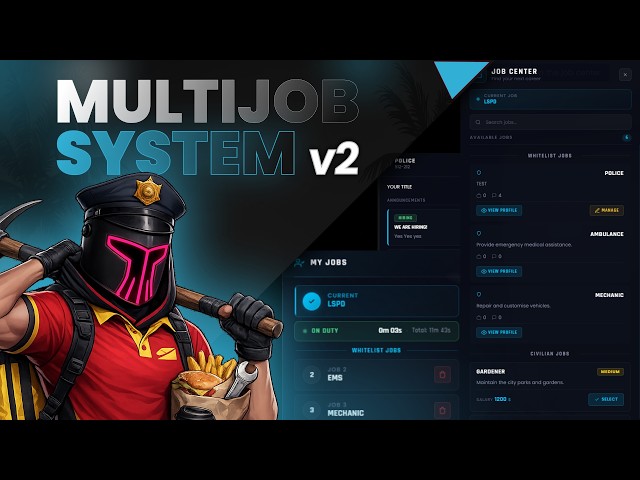 FiveM Multijob V2 | In-Game Job Applications, Multiple Jobs, Duty with Time Control & More