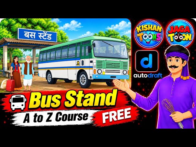 Village Bus Stand Scene Making in 2D Animation | Full Master Class 🚍