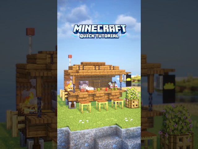How to Build a Cozy Market Cart 🍜 Easy Medieval Build #minecraft #minecraftbuilds #shorts