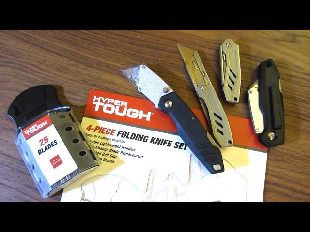Hyper Tough 4-Piece Folding Knife | Box Cutter Set | Utility Knives