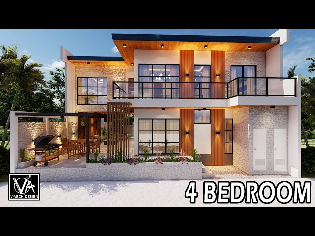 2 STOREY MODERN BEACH HOUSE HIGH CEILING DESIGN |  4 BEDROOM - 13x15 METERS 200SQM LOT