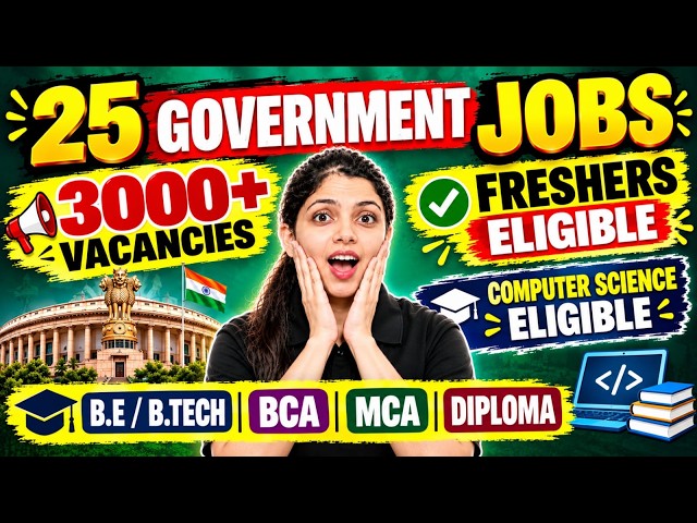 🔥25 New Permanent Government Jobs For Computer Science | 3000+ Vacancies | Freshers Eligible