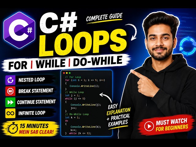 C# Loops Explained 🔥 | For, While, Do-While, Break & Continue | C# Tutorial | part1