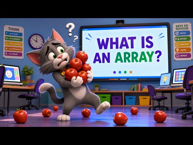 🐱💻 Learn Arrays in Programming with a Cartoon Cat! | Arrays Explained Simply
