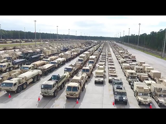 The Scale of Armored Unit - Aerial Drone Footage