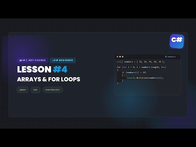 C# Beginner Tutorial #4.1 — Arrays, For Loops & Practical Tasks | C# Basics