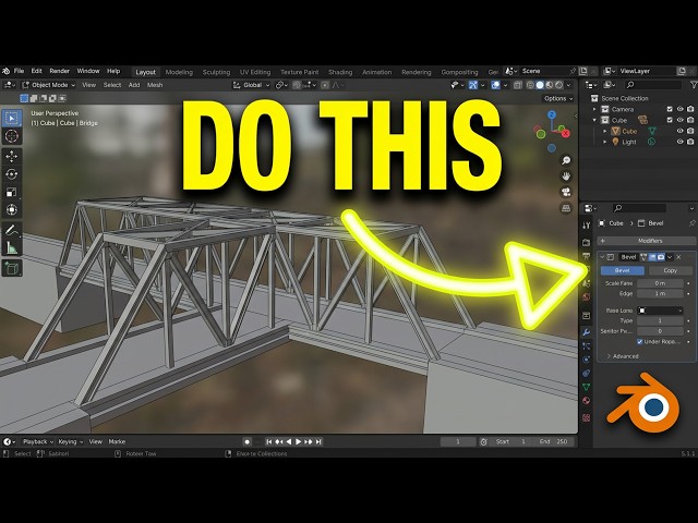 Blender 5.1 Tutorial: How to Model a Truss Bridge (Fast & Easy)