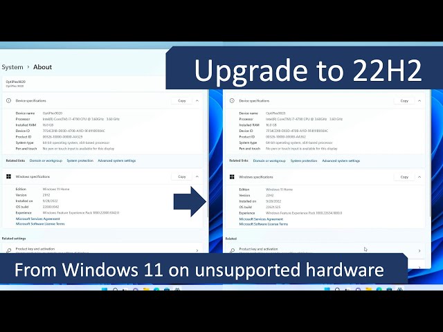 Upgrade Windows 11 to 22H2 on unsupported hardware