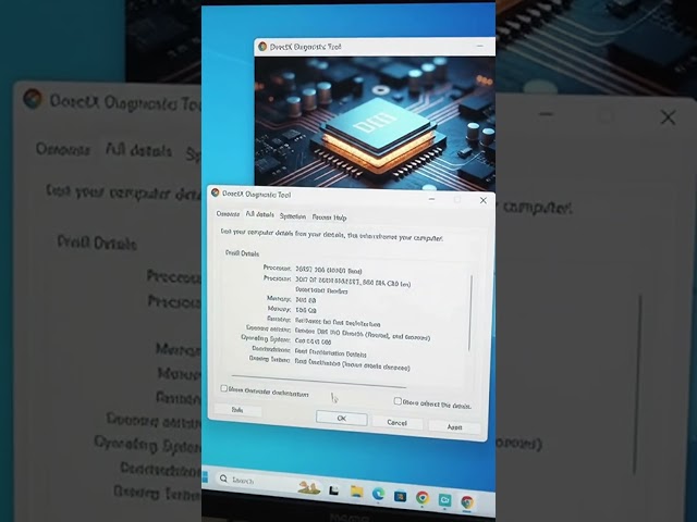 Full details of a computer  window + R type this. dxdiag hit enter