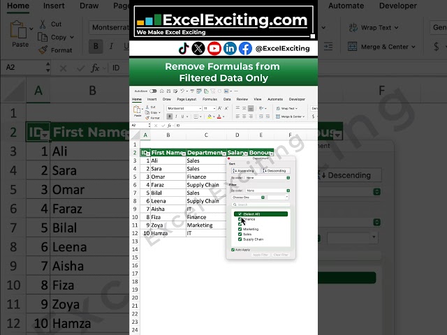 Excel Trick# 35 – Remove Formulas from Filtered Data Only