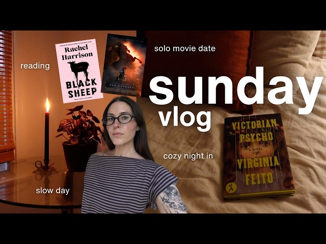 Sunday vlog: a cozy day in my life, going to the movies, reading, everyday makeup, witchy night in🧚🏽
