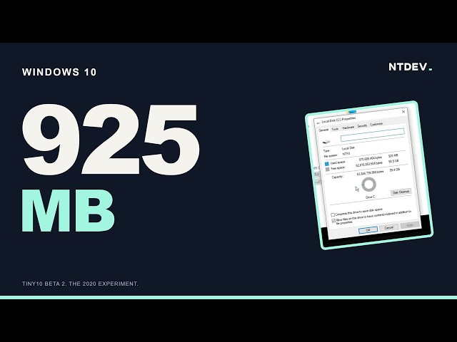 Windows 10 on 900MB of Disk Space (tiny10 by NTDEV)