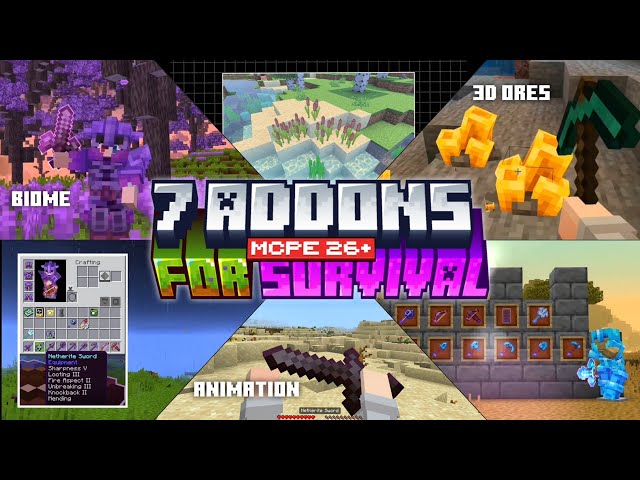 7 NEWEST ADDONS & TEXTURE PACKS FOR SURVIVAL! MCPE 1.26 ✨