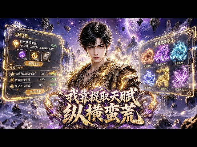 男主角穿越蠻荒遊戲，覺醒提取天賦，透過提取各種妖獸血脈縱橫蠻荒。 #動漫 #穿越