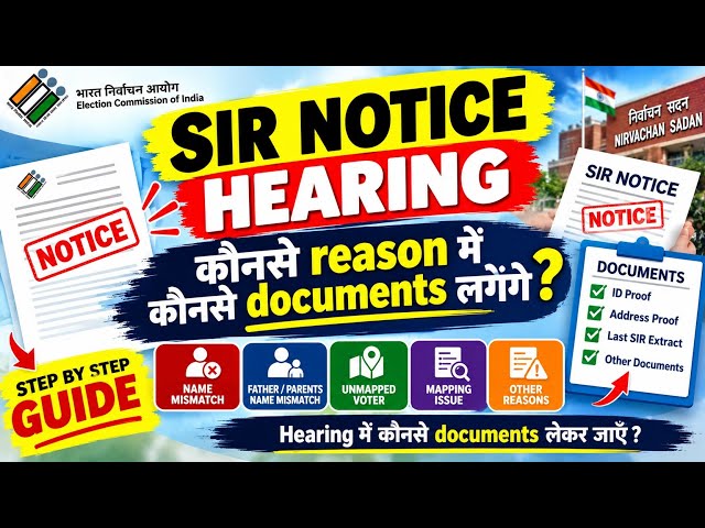 SIR Notice Hearing: Kaunse Reason Mein Kaunse Documents Lagege? | SIR Notice Full Guide 2026