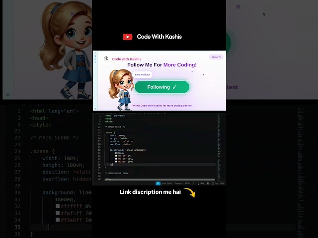 I Created My Own Animated Follow Website using HTML, CSS & JavaScript! #shorts #codewithkashis#viral