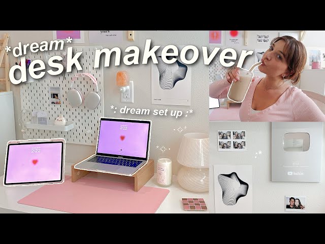 OFFICE ROOM MAKEOVER: aesthetic desk set up for productivity + pinterest inspired