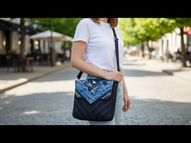DIY "jeans waistband"made into a cute Tote bag:Easy Tricks for Sewing  a luxury bag✂️😎